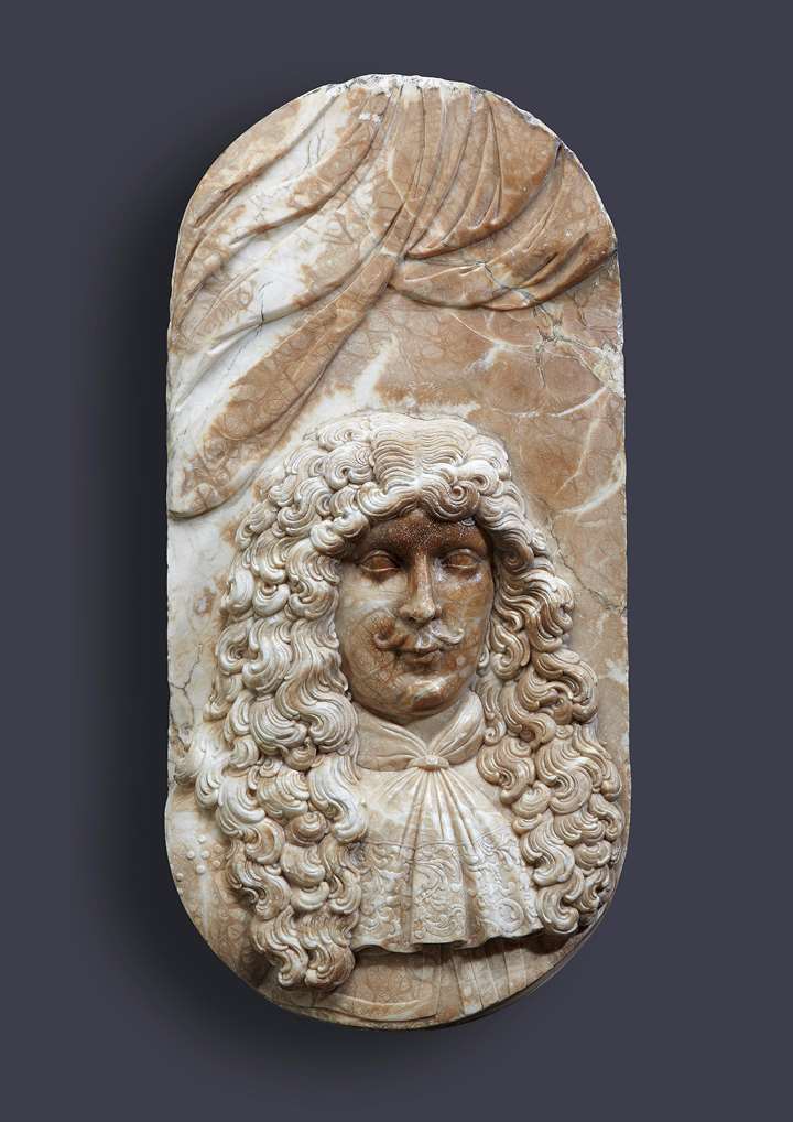 Portrait Bust Relief of a Gentleman wearing a Lace Cravat